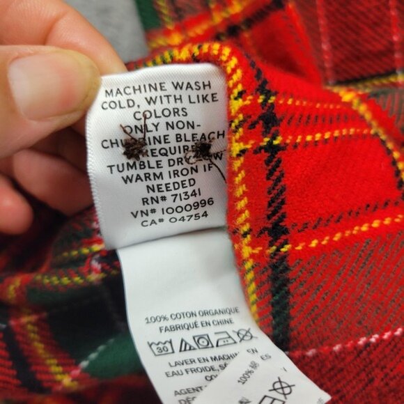 LL Bean Signature Flannel Shirt Mens Small Red Plaid Slim Fit Organic Cotton - Picture 11 of 14